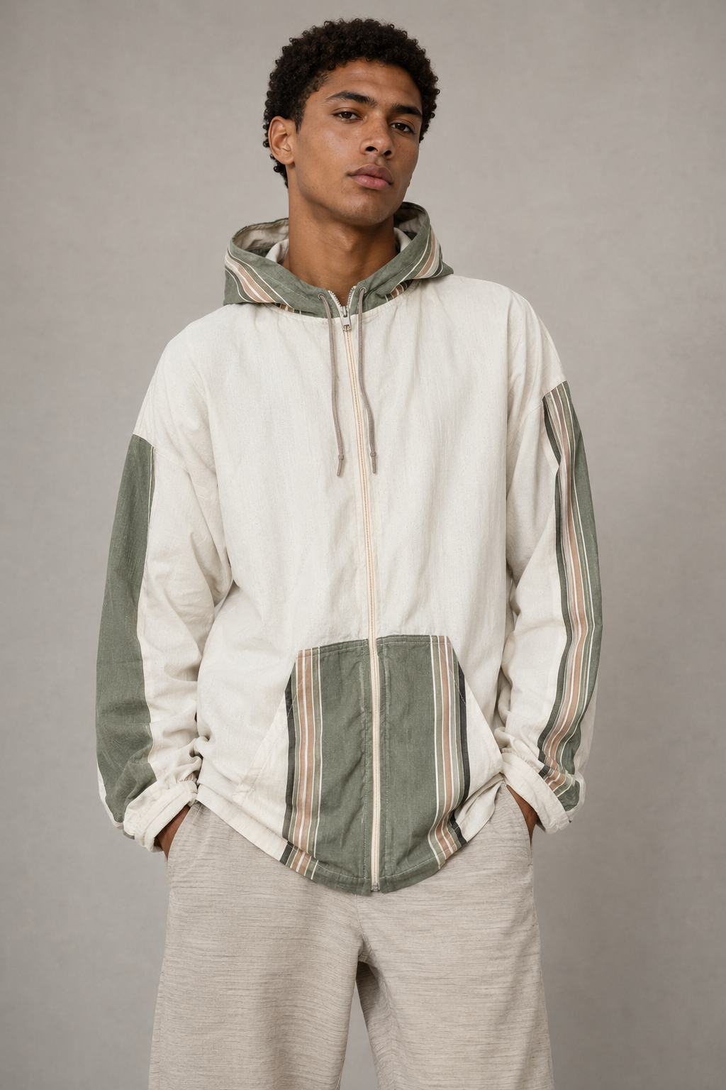 Beige zip up hoodie